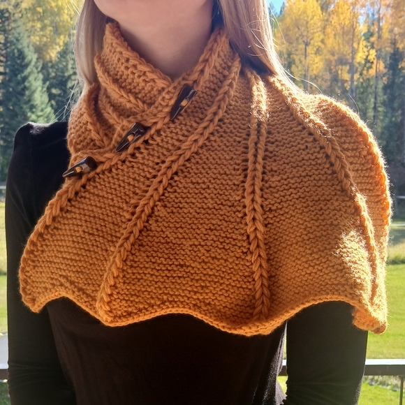 Dragon Wing Cowl Scarf - Mustard - Picture 1 of 7